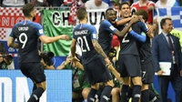 Hasil Final Perancis vs Kroasia Skor Babak Pertama 2-1