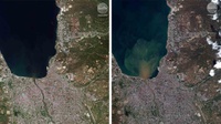 Citra Satelit Teluk Palu Sebelum dan Sesudah Gempa-Tsunami