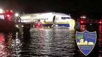 Pesawat Boeing 737 Tergelincir ke Sungai Florida, 21 Orang Terluka