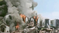 Gerbong Kereta Api Bekas Hangus Terbakar di Purwakarta