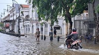 Kawasan Cagar Budaya Kota Lama Semarang Masih Tergenang Banjir