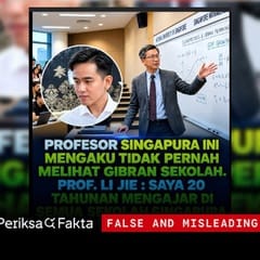 Salah, Profesor Singapura Sebut Tak Pernah Lihat Gibran Sekolah