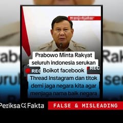 Hoaks, Prabowo Serukan Boikot Medsos Demi Jaga Nama Baik Negara
