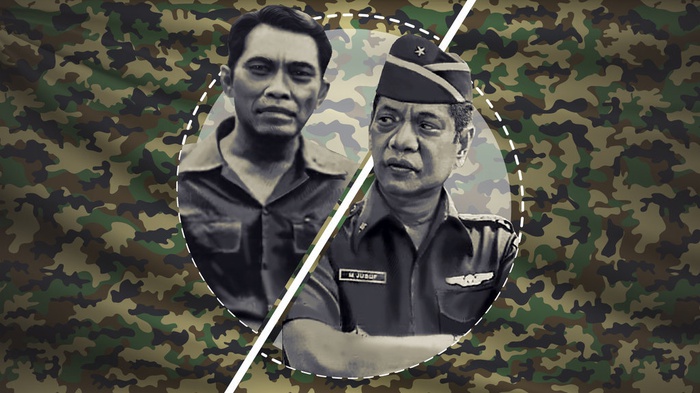 Ilustrasi Benny Moerdani dan M. Jusuf. tirto.id/Lugas