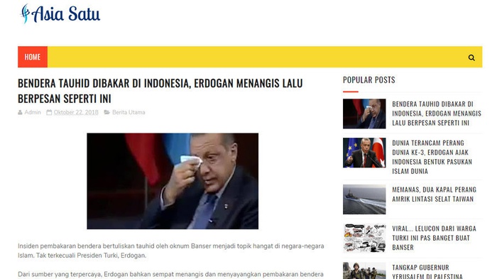 Benarkah Erdogan Menangisi Pembakaran Bendera HTI di Garut?