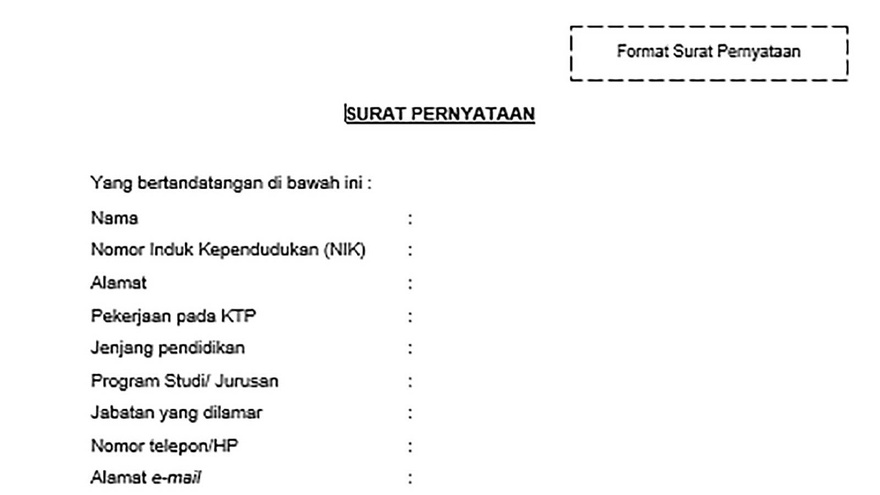 Format Surat Pernyataan Cpns 2021 Di Kemenkumham Hingga Kemenhub