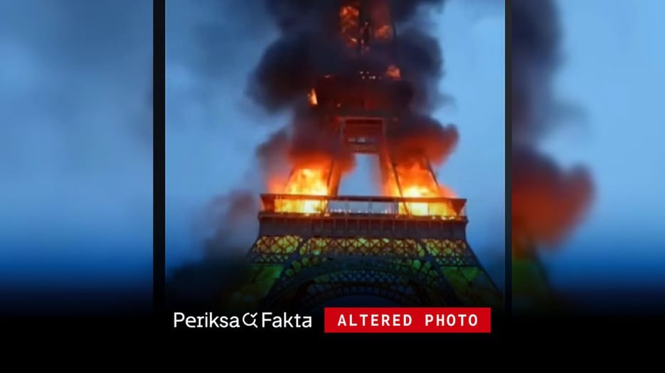 Hoaks, Foto Menara Eiffel Terbakar Saat Demonstrasi 2026