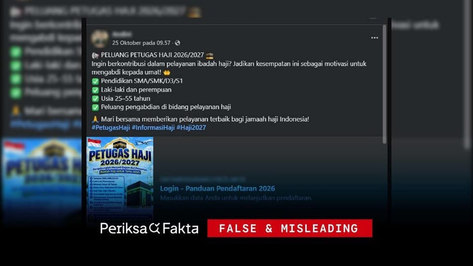 Hoaks, Tautan Pendaftaran Petugas Haji 2026/2027 Lewat Telegram