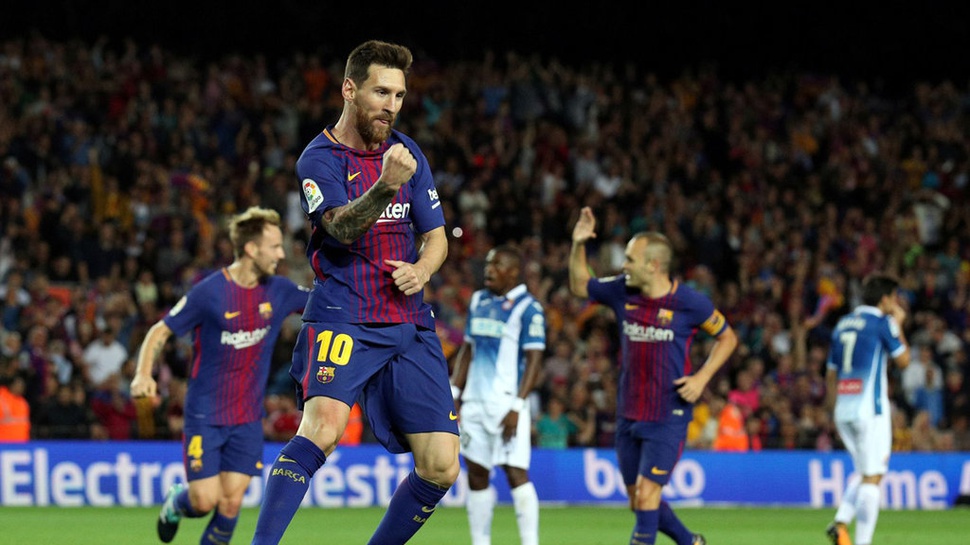 Hasil Barcelona vs Espanyol: Brace Lionel Messi Menangkan Barca 