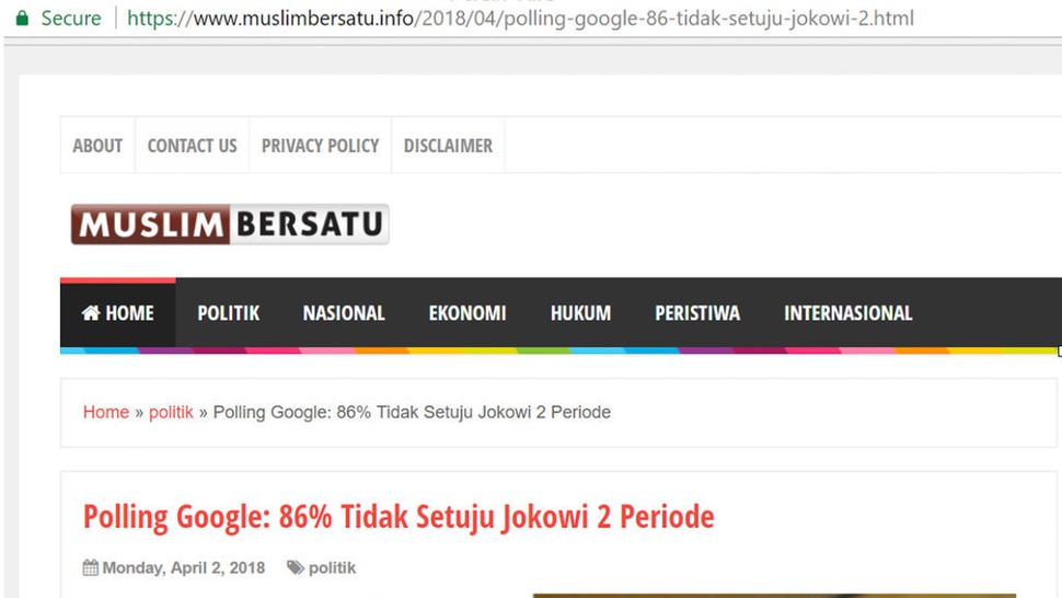 Berita Palsu Polling Google Soal Kepemimpinan Jokowi  