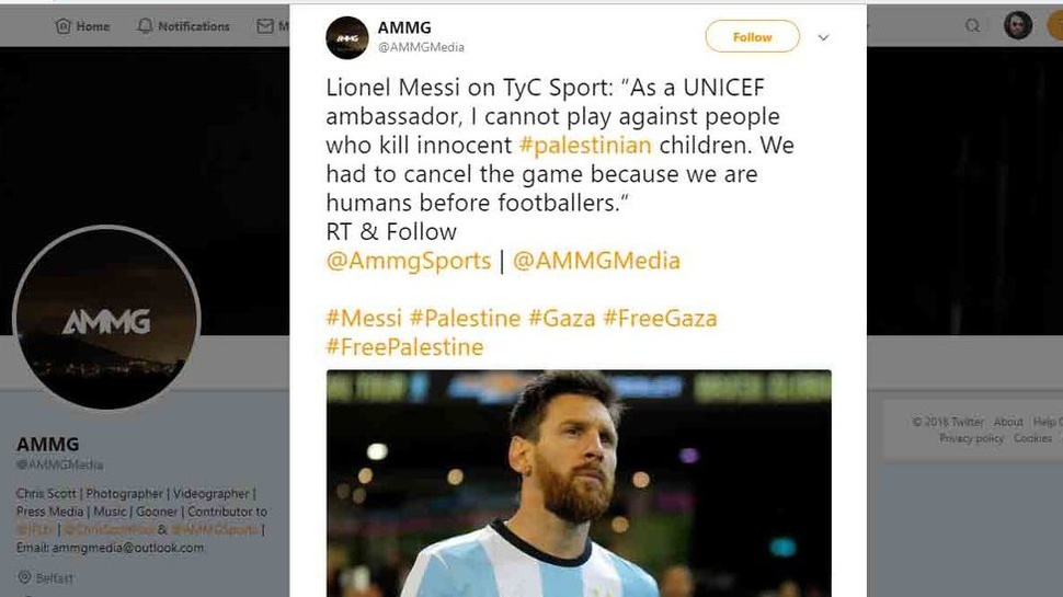 Hoax Soal Lionel Messi dan Pembatalan Laga Israel vs Argentina