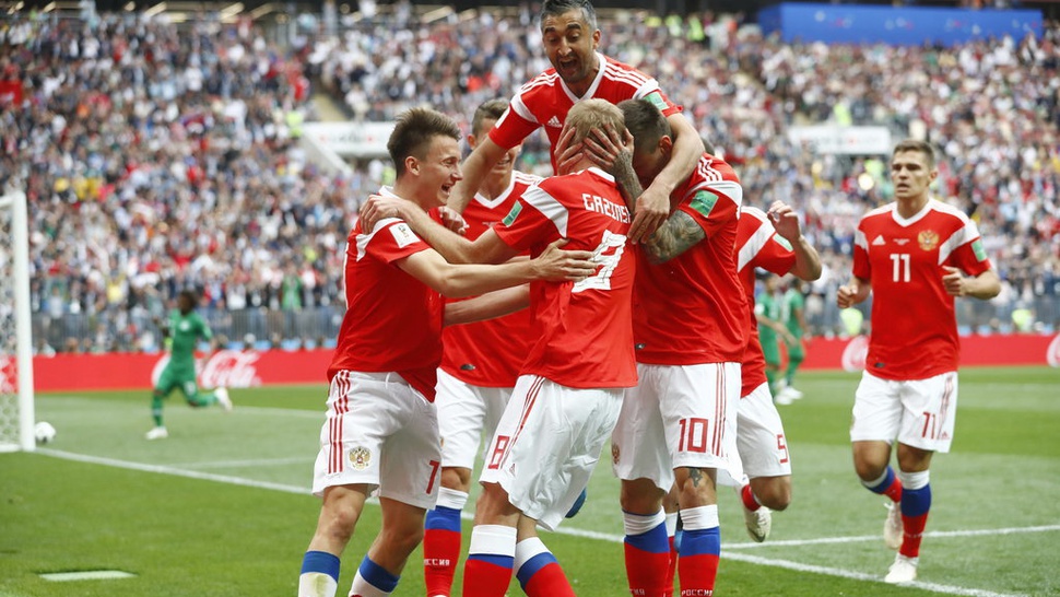 Hasil Rusia vs Arab Saudi Skor Babak Pertama 2-0