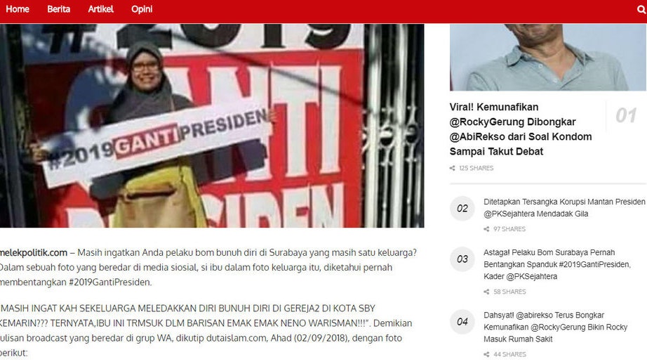 Apakah Pemegang Spanduk #2019GantiPresiden Itu Pelaku Bom Surabaya?