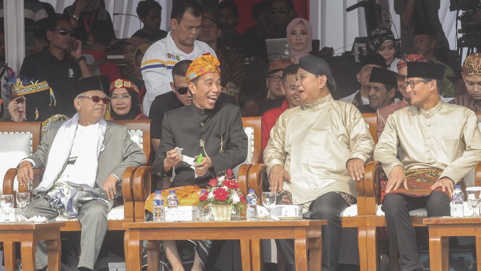 Jokowi dan Prabowo Berbincang Akrab Saat Deklarasi Kampanye Damai