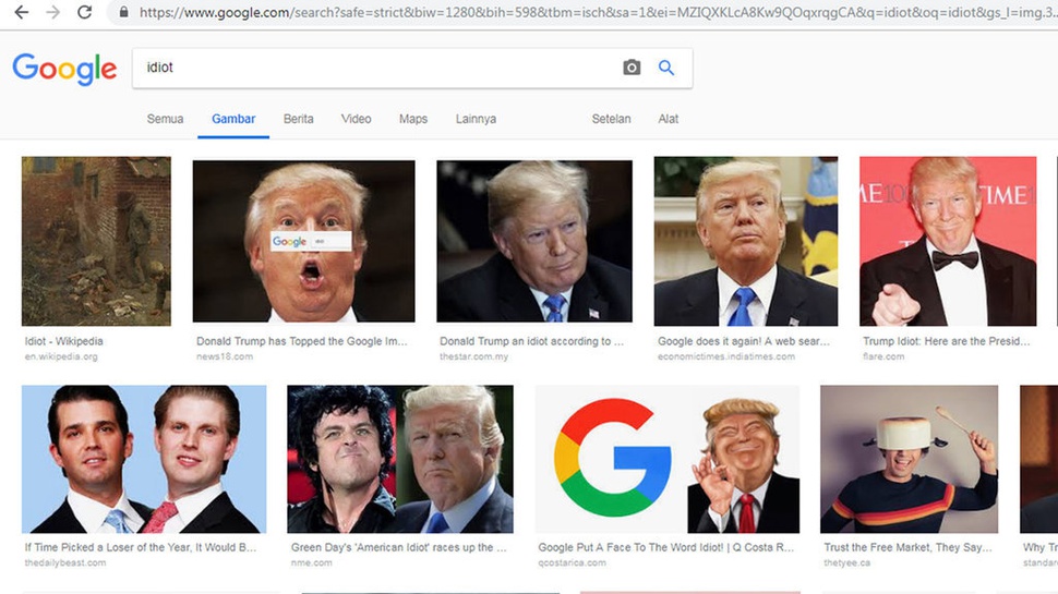 Mengapa Google Menampilkan Trump di Hasil Pencarian Gambar 'Idiot'?