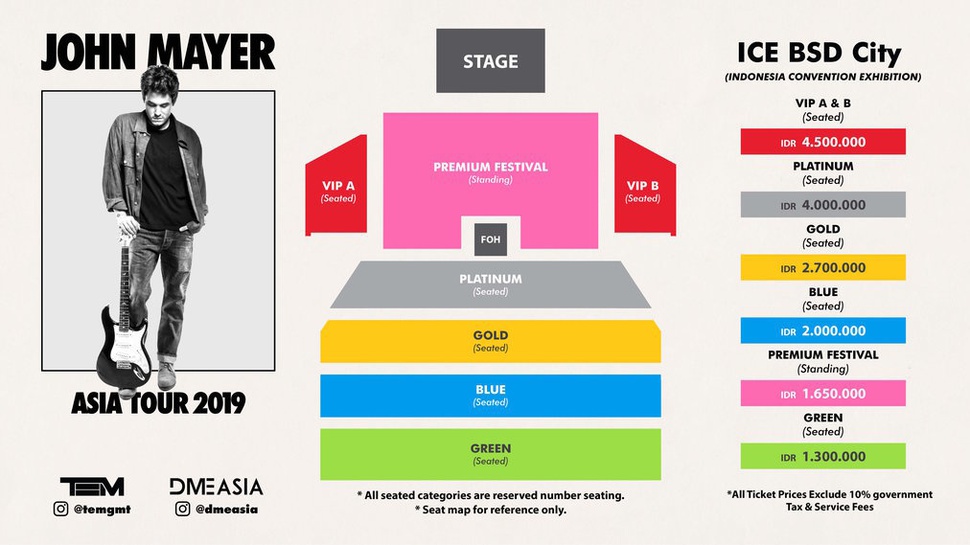Harga Tiket Konser John Mayer di Jakarta Mulai Rp1,3-Rp4,5 Juta