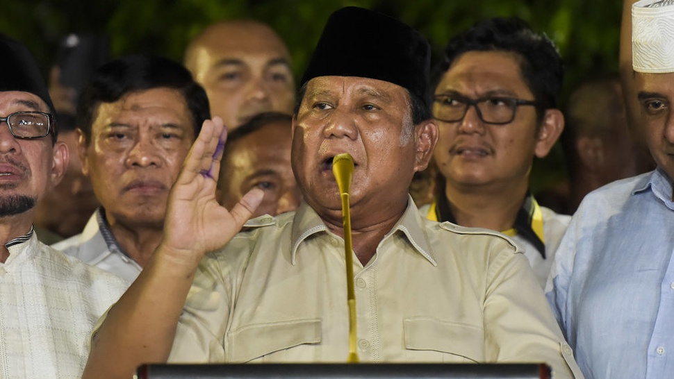 Prabowo Klaim Kemenangan 62 Persen Versi Real Count Internal