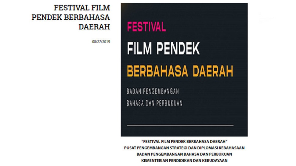 Kemendikbud Gelar Festival Film Pendek Berbahasa Daerah