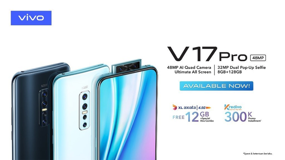 Vivo V17 Pro Dijual Perdana, Diskon Rp300 Ribu dan Paket Data 12GB