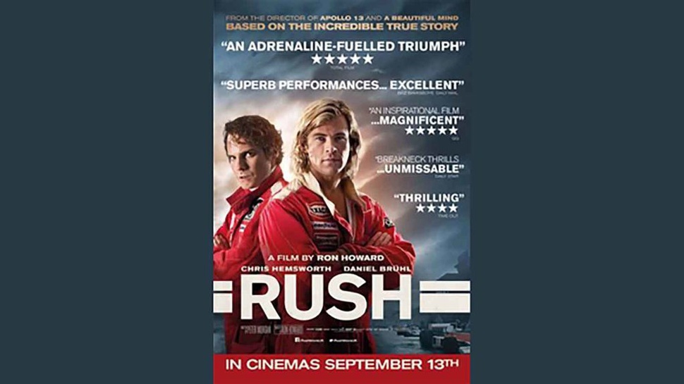 Sinopsis Rush, Film Persaingan Pembalap di Bioskop Trans TV 21 Mei