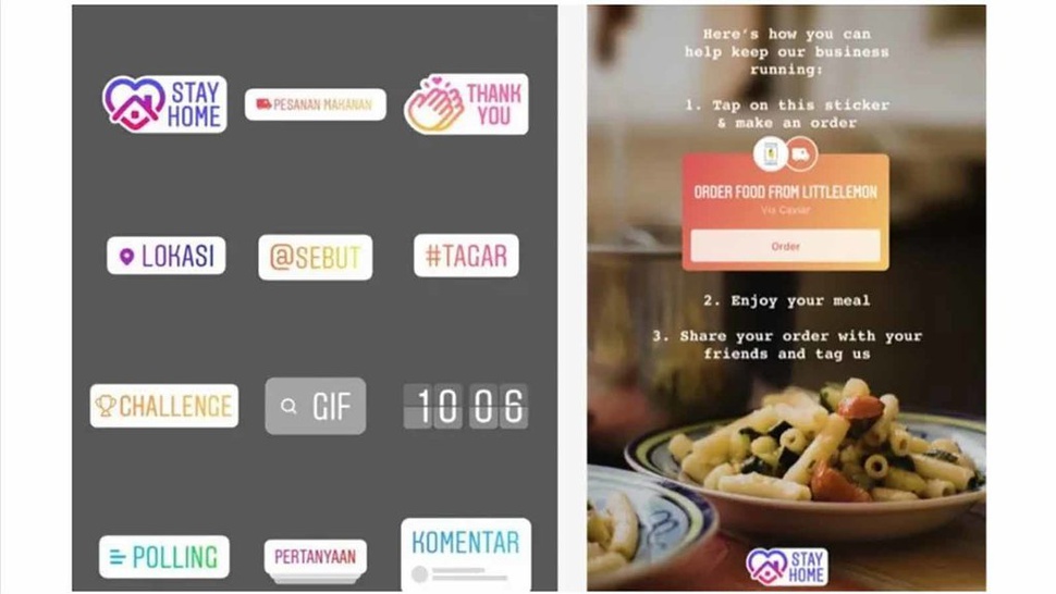 Instagram Luncurkan Stiker Pesan Makanan & Pelatihan Gratis