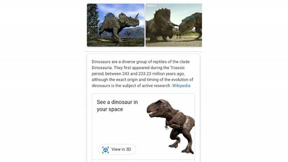 Dinosaurus Model 3D Kini Bisa Dilihat Melalui Google Search