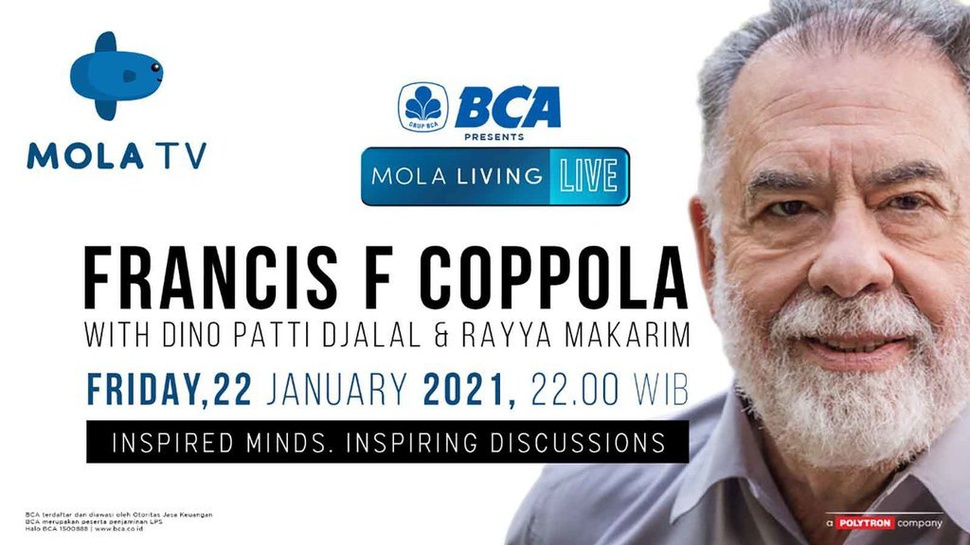 Sineas Francis Ford Coppola Berbagi Kisah di Mola TV 22 Januari