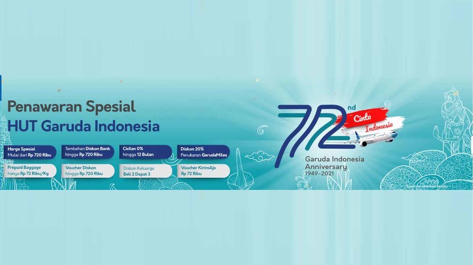 Promo Tiket Garuda dalam Rangka HUT ke-72: Diskon hingga 60 Persen