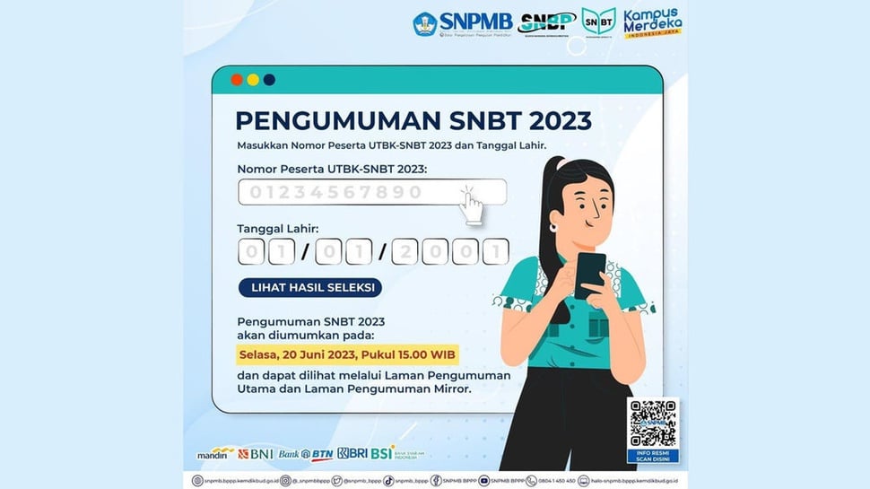 Contoh Pengumuman UTBK SNBT 2023 Peserta Reguler & KIP Kuliah