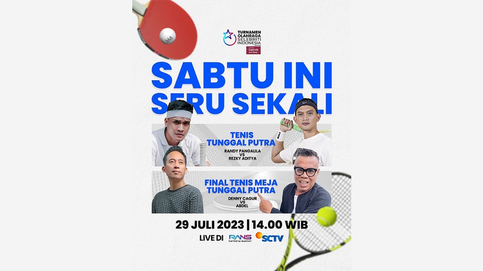 Jadwal Final Tenis Meja Abdel vs Denny Cagur & Jam Tayang SCTV