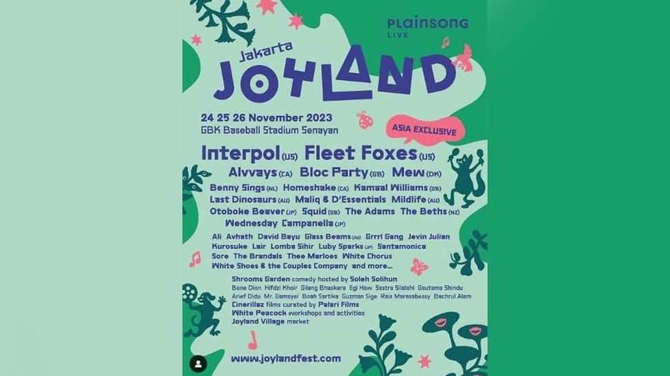 Rundown Joyland Fest 24-26 November 2023 dan Info Jam Open Gate