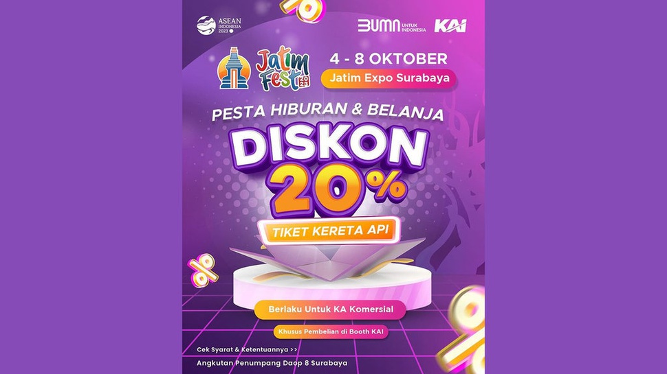 Promo Tiket Kereta Api Diskon 20% di Jatim Fest 4-8 Oktober 2023