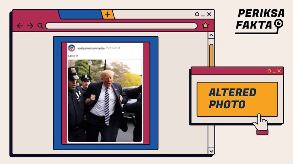 Hoaks, Manipulasi Foto Donald Trump Ditangkap Polisi