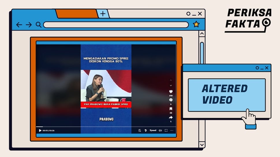 Manipulasi Video Najwa Shihab dan Prabowo Bagi-Bagi Promo Seprai