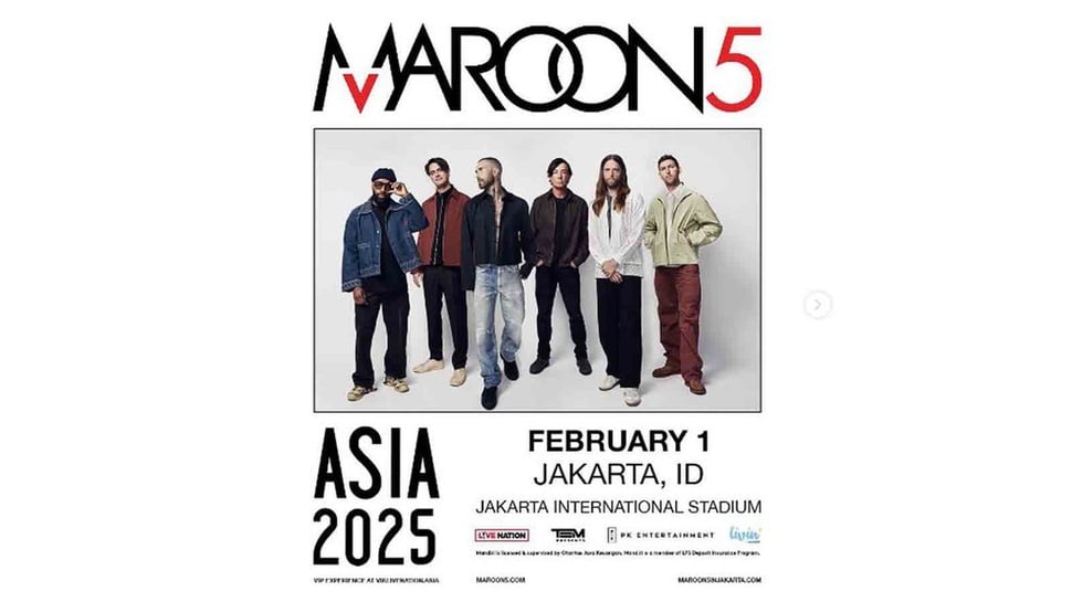 Link Tiket Konser Maroon 5 Jakarta 2024 dan Daftar Harganya