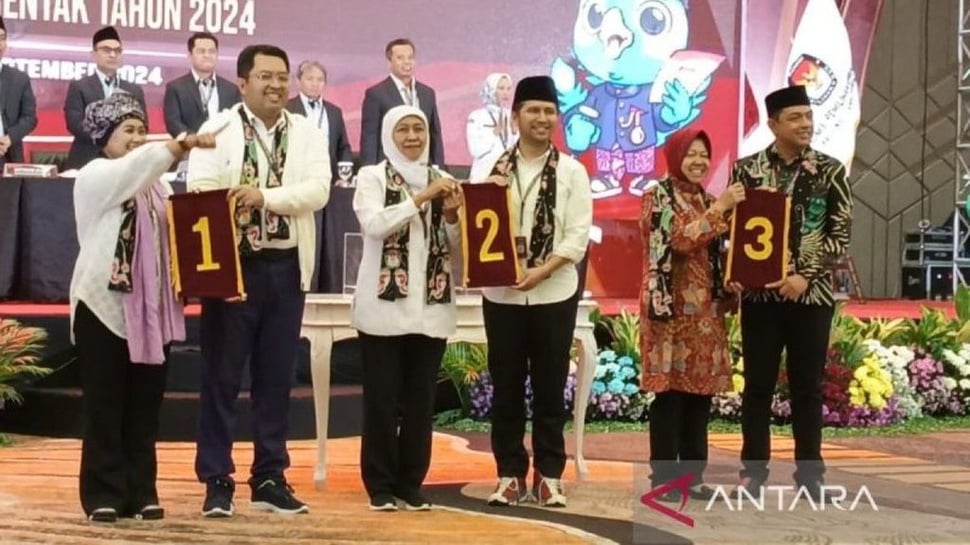 Nomor Urut Pilgub Jatim 2024: Luluk 1, Khofifah 2, dan Risma 3