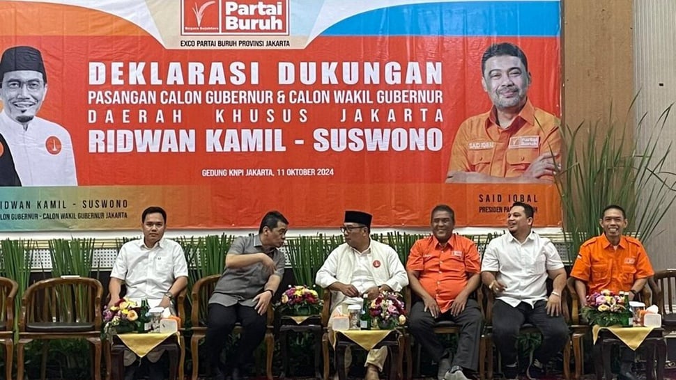 Partai Buruh Resmi Dukung Ridwan Kamil-Suswono di Pilgub DKI