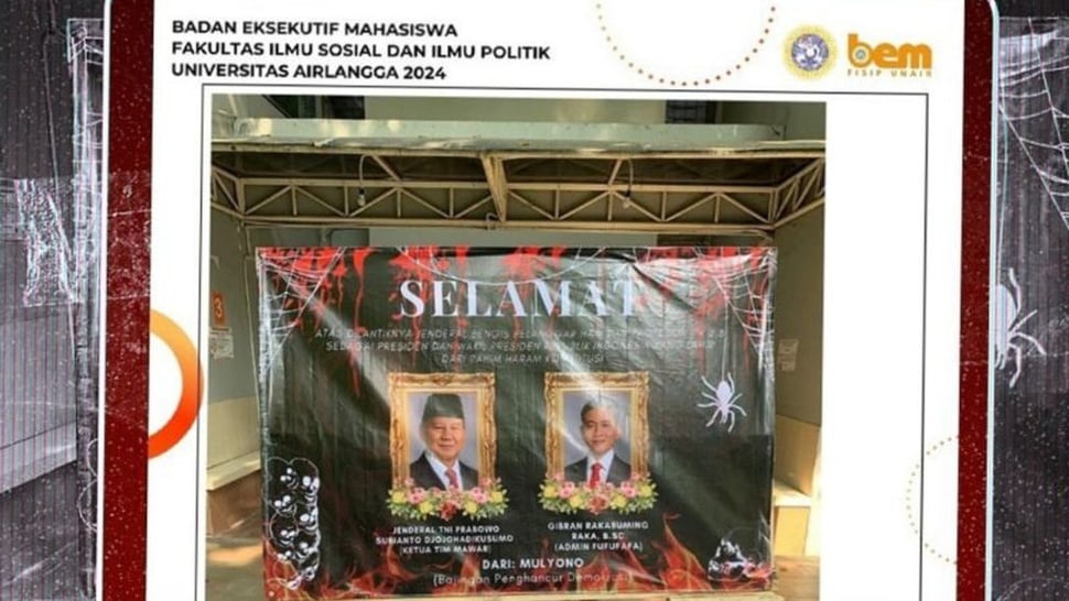 Pasang Karangan Bunga Satire, BEM FISIP Unair Dibekukan