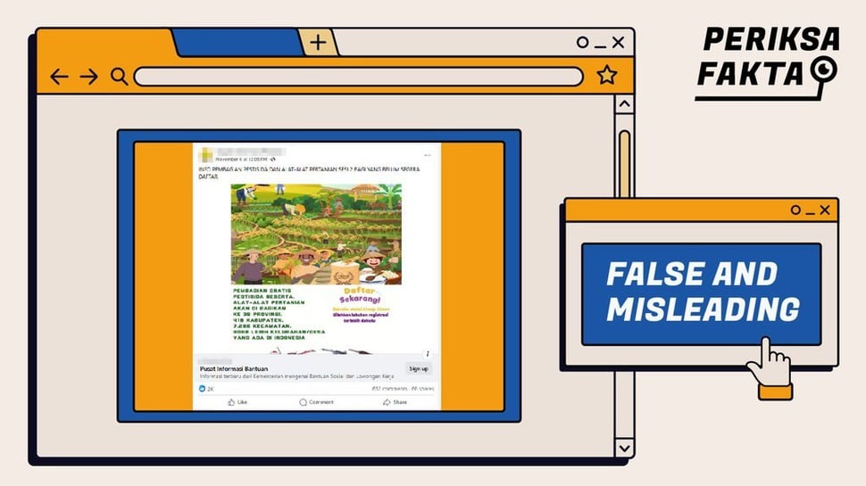 Hoaks Tautan Pendaftaran Bantuan Pestisida dan Alat Pertanian