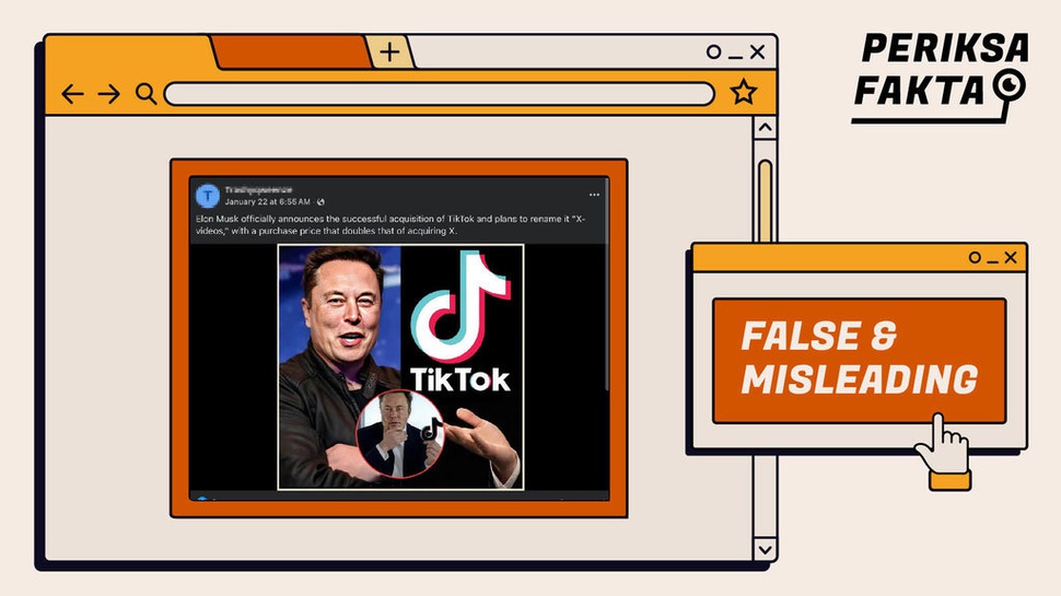 Hoaks Elon Musk Akuisisi TikTok dan Ganti Namanya Jadi X-Videos