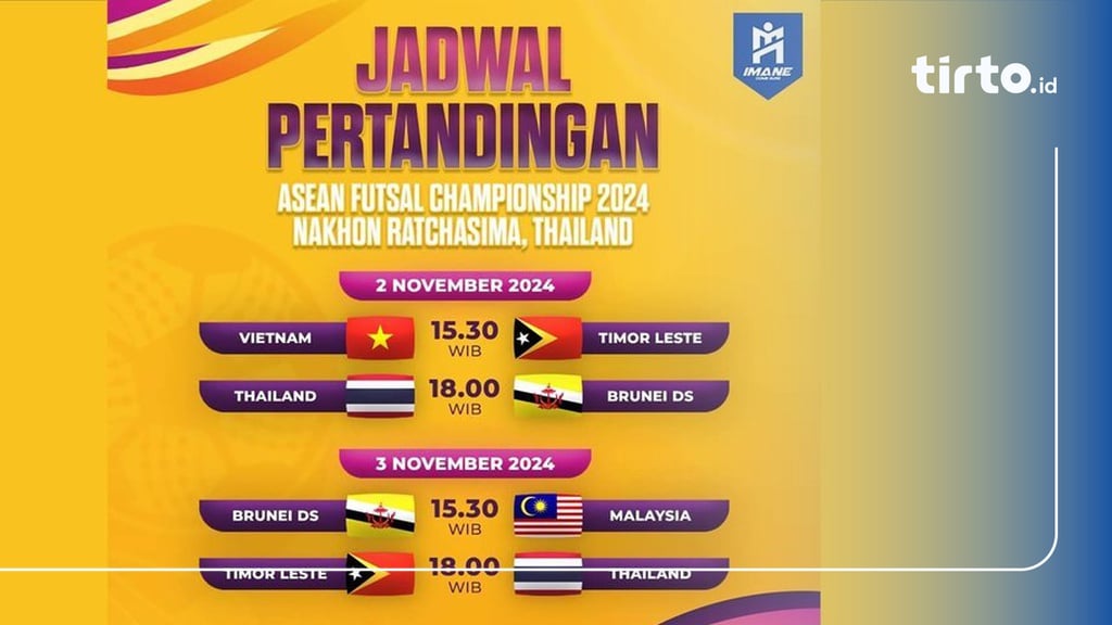 Jadwal Piala AFF Futsal 2024 Hari Ini 2 November & Jam Tayang TV