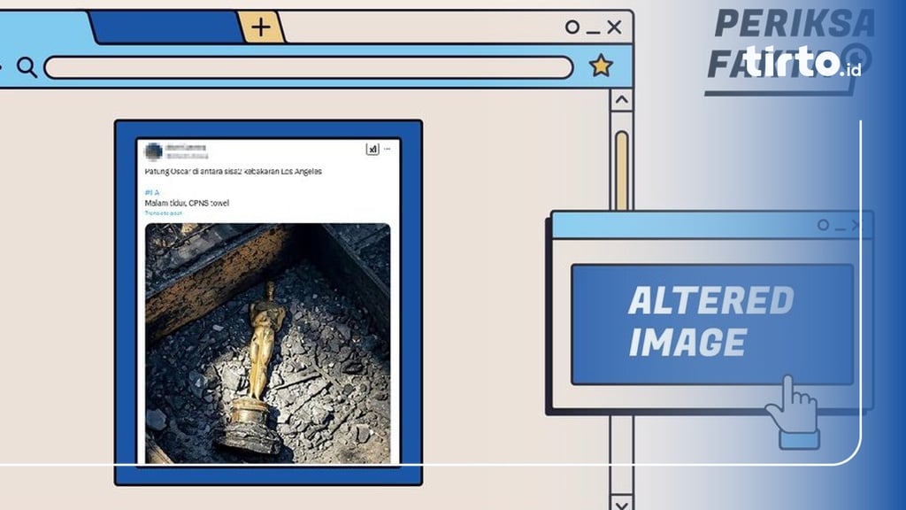 Foto AI Patung Oscar Hangus di Antara Sisa Kebakaran Los Angeles