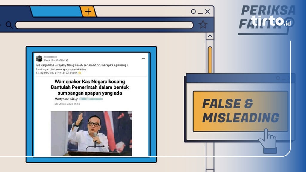 Tidak Benar Wamenaker Minta Sumbangan Imbas Kas Negara Kosong