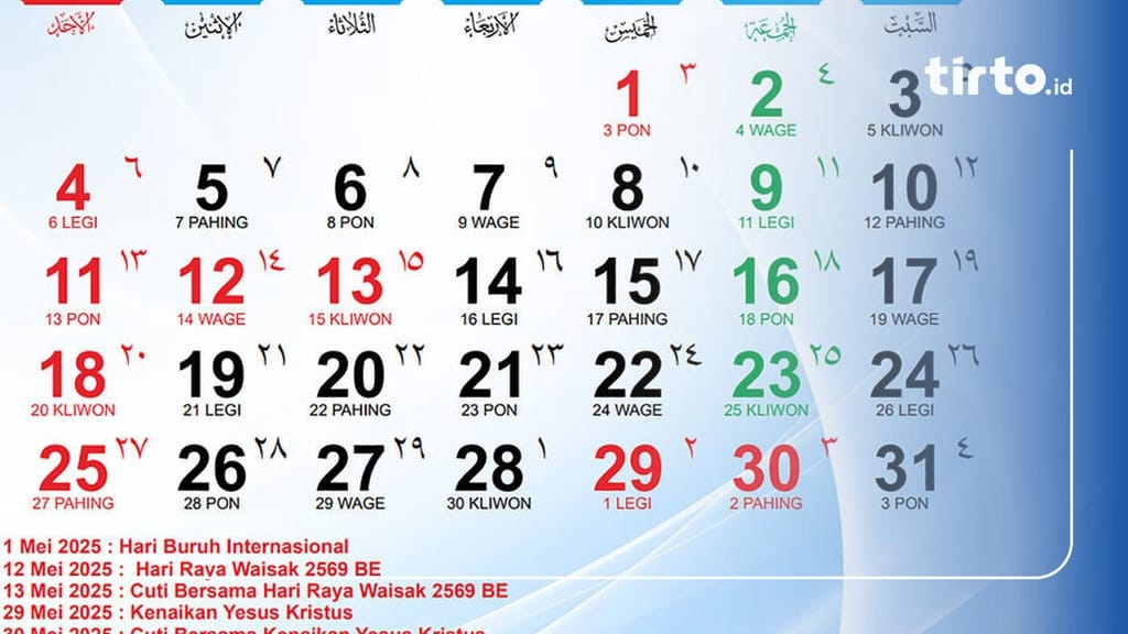 Daftar Hari Besar Mei 2025 Nasional dan Internasional