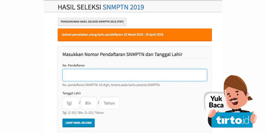 Cek Pengumuman Snmptn 2021 Hasil Lolos Seleksi Disiarkan 22 Maret Tirto Id