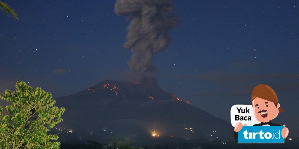 Gunung Agung Erupsi Disertai Lontaran Batu Pijar Sejauh 3 Km