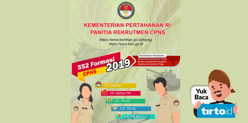 Formasi Cpns 2019 Kemhan Syarat Jadwal Pembukaan Sscasn Bkn Tirto Id
