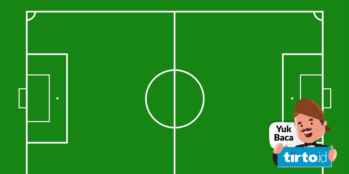 Garis tengah lingkaran lapangan sepak bola berukuran